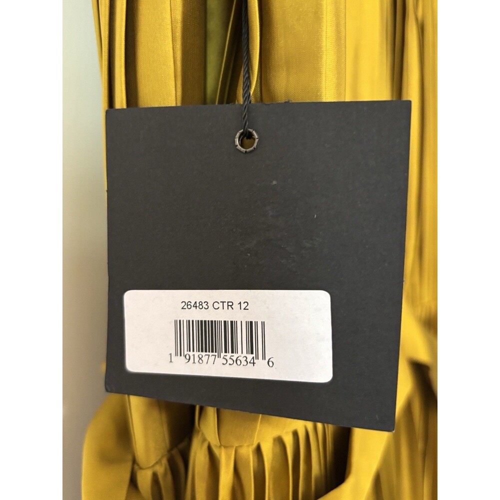 Ieena for Mac Duggal 26483 Chartreuse Pleated Dress Size 12 Fall Wedding - Picture 8 of 11